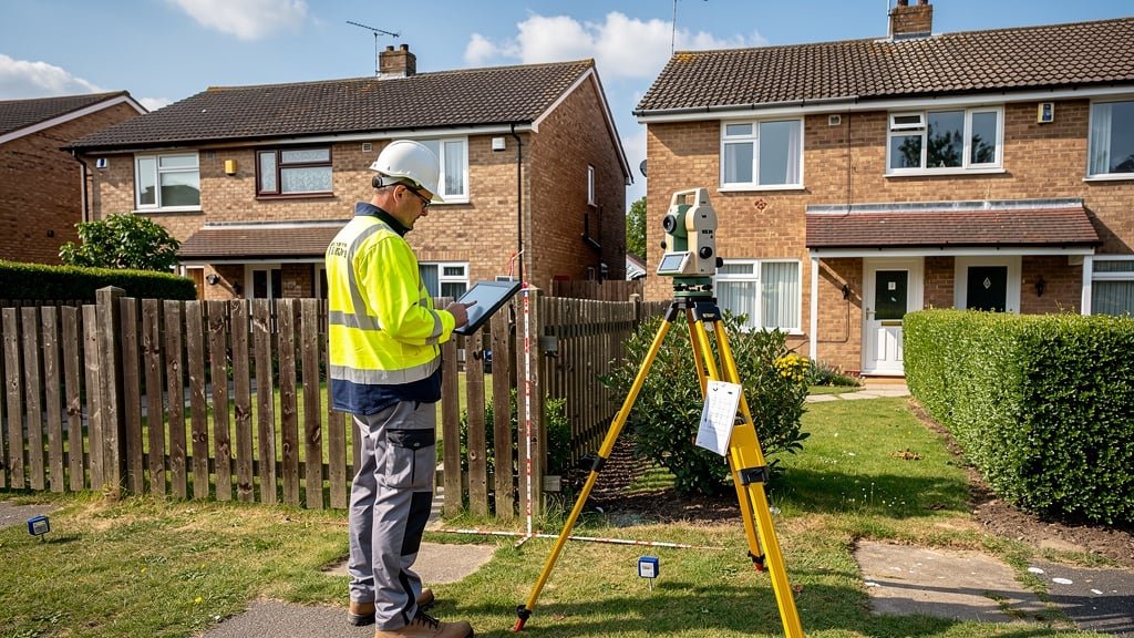 RICS chartered surveyor conducting boundary survey on property